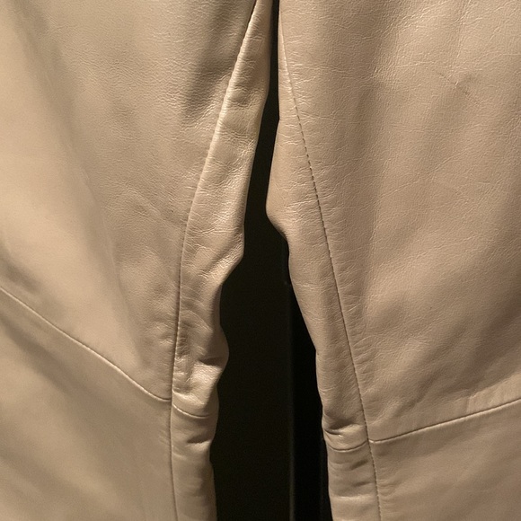 BNWOT 100% Leather fully lined Leather Pants, Size 14, beige color, no pockets. - Picture 8 of 16